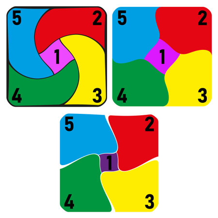 Color digits swirl. Abstract number vector. Center one focus. Vibrant shape mix.
