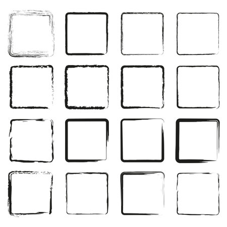 Empty squares grid. Blank template layout. Vector frame collection. White border pattern.のイラスト素材