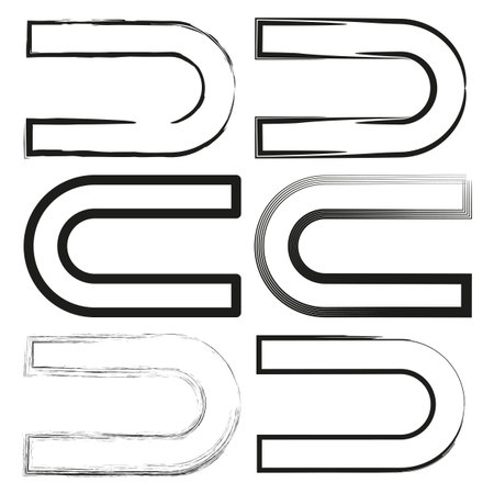 Loop symbol vector. Rounded letter forms. Abstract U layout. Geometric line design.のイラスト素材