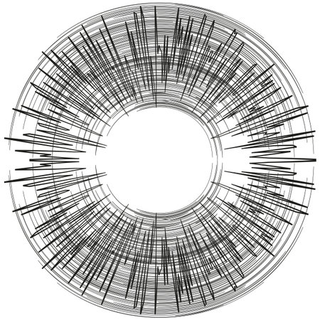 Abstract circle pattern. Radial line burst. Modern Vector design. Dynamic soundwave graphic.のイラスト素材