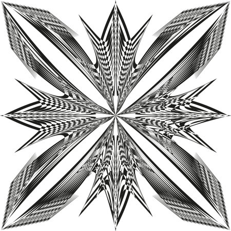 Abstract symmetrical pattern. Geometric sharp shapes. Optical illusion element. Vector modern designのイラスト素材