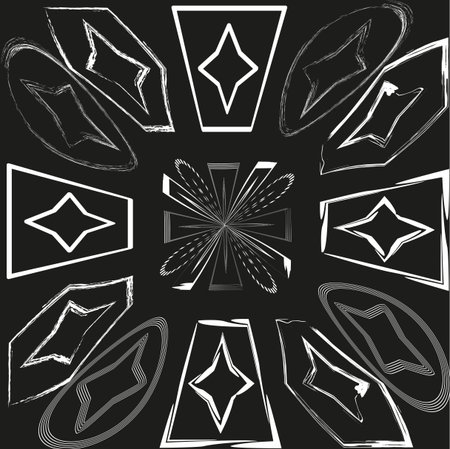 Abstract pattern Vector. Distorted line art. Geometric swirl design. Black white illustrationのイラスト素材