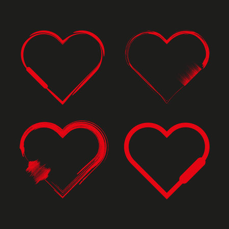 Heart icon set. Red love symbol. Romantic Vector shape. Passion feeling illustration.のイラスト素材