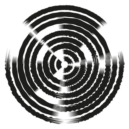 Concentric circle pattern. Abstract line vortex. Dynamic swirl Vector. Hypnotic motion illustration.のイラスト素材