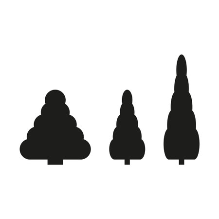 Christmas tree icons. Evergreen plant symbols. Forest Vector elements. Nature holiday illustration.のイラスト素材