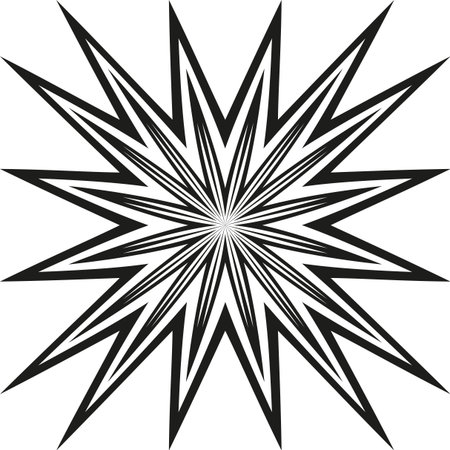 Abstract star pattern. Geometric burst illustration. Dynamic visual element. Vector ornament symbol.のイラスト素材