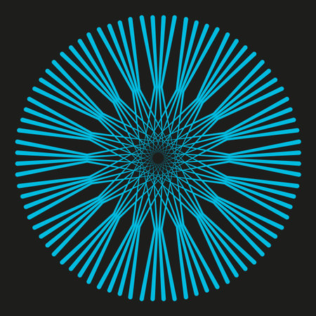 Abstract radial lines. Star burst shape. Blue vector illustration. Modern geometric design.