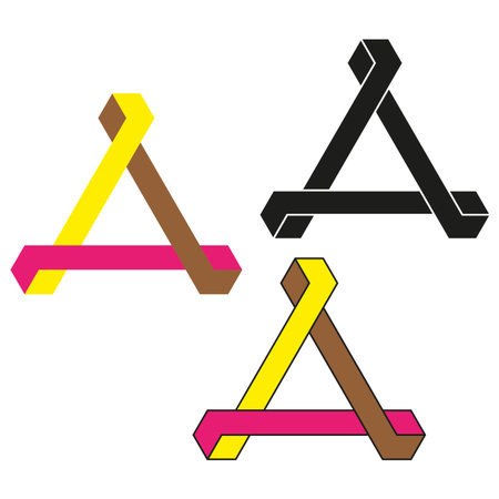 Abstract triangle construction. Three element structure. Colorful line details. Vector geometric...