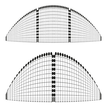 Abstract dome shapes. Grid wireframe design. Geometric vector illustration. Black white symmetry. EPS 10.のイラスト素材