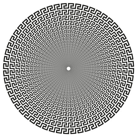 Meander line pattern. Greek key motif. Geometric Vector border. Radial round design. EPS 10.のイラスト素材