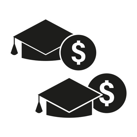 Graduation cap symbol. Academic success concept. Vector money illustration. Financial education icon. EPS 10.のイラスト素材