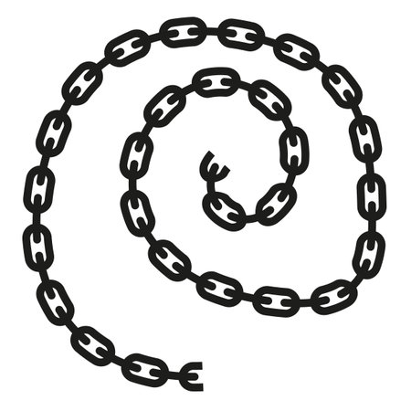 Spiral chain illustration. Curled link symbol. Dynamic shape Vector. Black and white graphic. EPS 10.のイラスト素材
