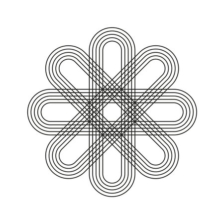 Abstract geometric ornament. Floral line pattern. Symmetrical vector design. Artistic style illustration. EPS 10.のイラスト素材