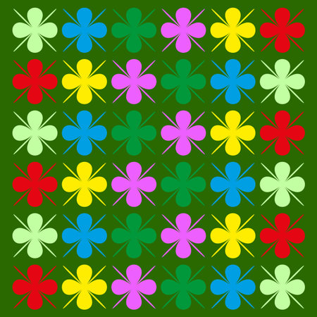 Colorful floral pattern. Abstract flower shapes. Green background Vector. Decorative nature wallpaper. EPS 10.のイラスト素材