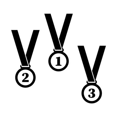 Medals award set. One two three prize. Victory symbol. Vector competition illustration. EPS 10.のイラスト素材