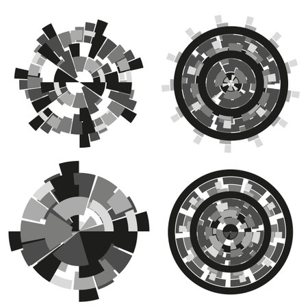 Mandala ornament icons. Radial pattern symbol. Abstract circular illustration. Vector spiritual element. EPS 10.のイラスト素材