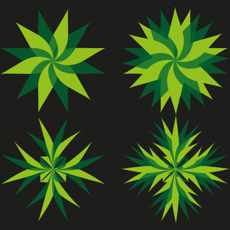 Green leaf illustration. Abstract floral pattern. Nature element Vector. Plant star shapes. EPS 10.のイラスト素材