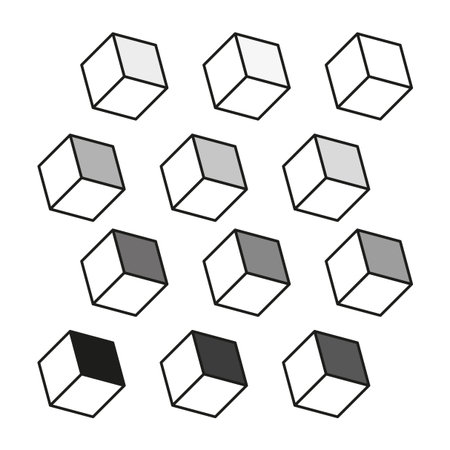 Geometric cube set. Abstract 3D shape. Minimalist Vector blocks. Isometric construction element. EPS 10.のイラスト素材