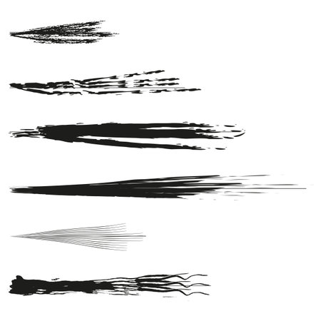 Brush strokes set. Grunge texture illustration. Hand drawn vector. Dirty paint lines. EPS 10.のイラスト素材