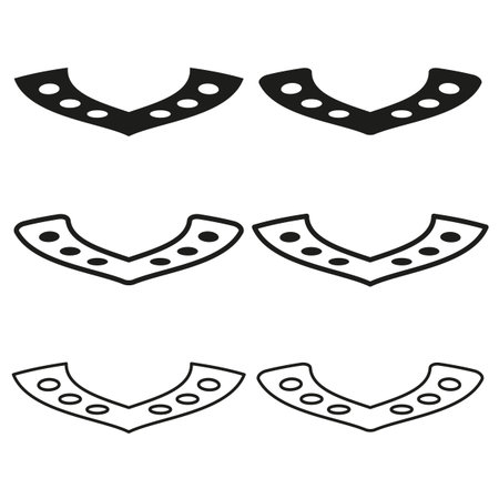 Curved collar badges. Black stroke elements. Simple line shapes. Vector uniform detail. EPS 10.のイラスト素材