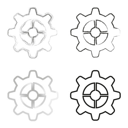 Gear wheel icons. Mechanical cog symbol. Outline Vector element. Simple settings sign. EPS 10.のイラスト素材