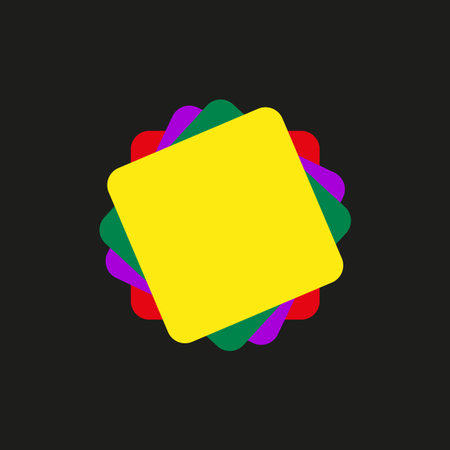 Abstract square shape. Layered geometric form. Colorful object Vector. Dark background element. EPS 10.のイラスト素材