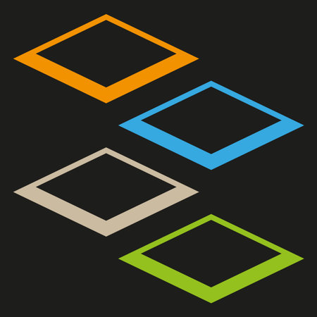 Square frame shapes. Dark shadow Vector element. Orange green outlines. Geometric object set. EPS 10.のイラスト素材