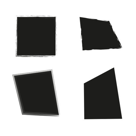 Black grunge shapes. Distressed overlay element. Rough texture surface. Vector isolated forms. EPS 10.のイラスト素材