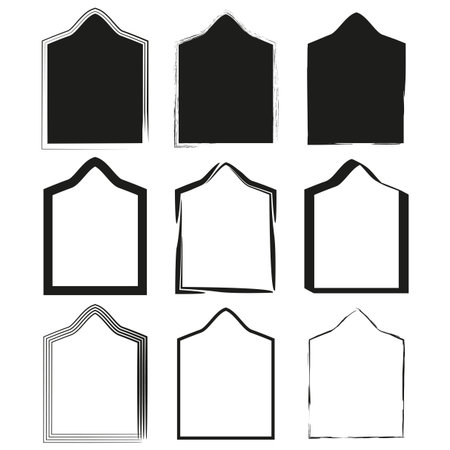 Black outline tags. Silhouette shape set. Label collection element. Vector packaging icons. EPS 10.のイラスト素材