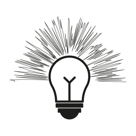 Glowing light bulb. Idea energy concept. Vector line explosion. Innovation thinking symbol. EPS 10.のイラスト素材