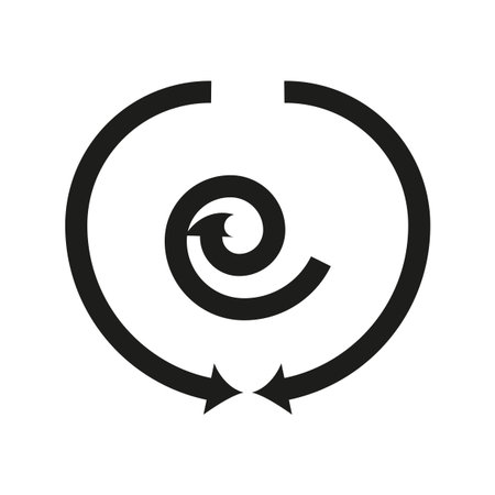Circular arrow icon. Rotation repeat symbol. Spiral movement Vector. Black white sign. EPS 10.のイラスト素材