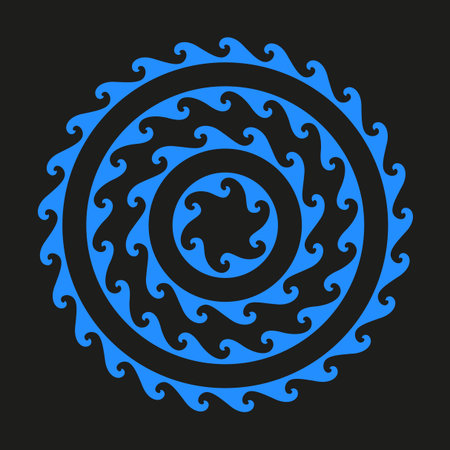 Spiral wave element. Blue curve design. Water rotation Vector. Dynamic ocean concept. EPS 10.のイラスト素材
