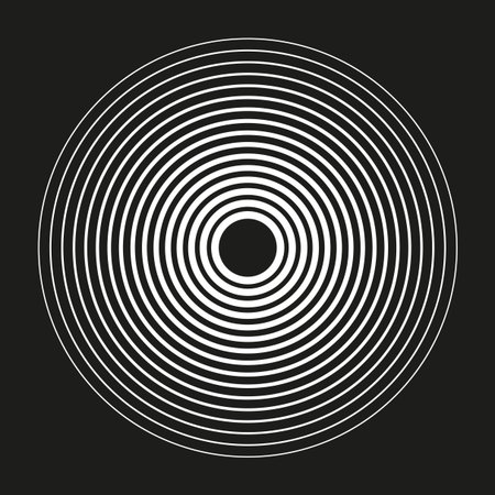 Abstract spiral pattern. Concentric circle design. Black and white texture. Optical motion background. EPS 10.のイラスト素材