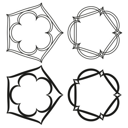 Geometric shape collection. Five outline elements. Abstract Vector forms. Simple polygon set. EPS 10.のイラスト素材