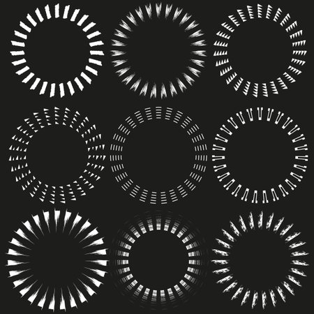 Abstract circle clusters. Interlocked ring symbol. Geometric pattern Vector. Minimalist line shape set.のイラスト素材