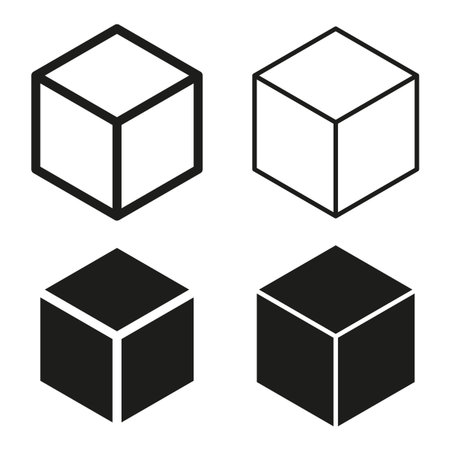 Isometric cube icon. Black white blocks. Box figure Vector. Geometric shape symbol. EPS 10.のイラスト素材