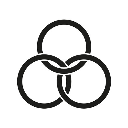 Interlocking circle icon. Three ring chain. Connected loop Vector. Round union symbol. EPS 10.のイラスト素材