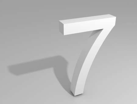 Numeral seven white colour on gray backgroundの写真素材