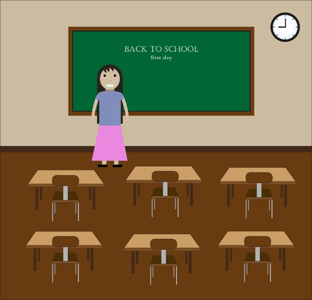 teacher in the class. back to schoolのイラスト素材