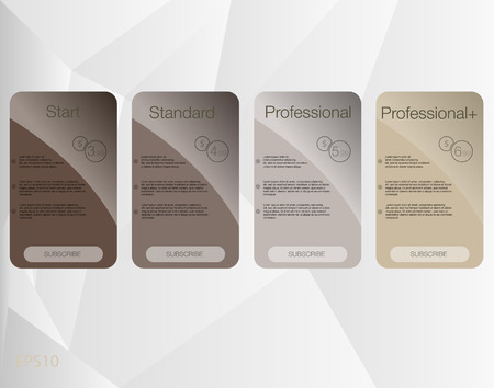 Four banner for the tariffs and price lists. Web elements. design for web app.のイラスト素材