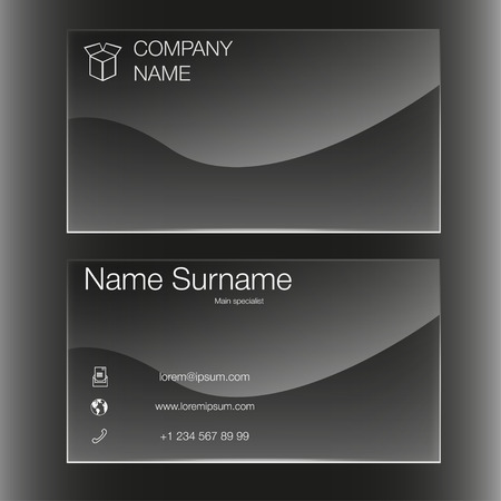 Business card set template.  Flat design. Black design.のイラスト素材