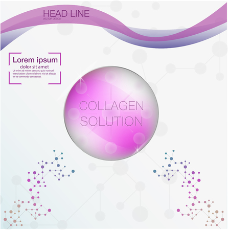 Collagen solution drop, collagen design and vitamin background, molecule and communication dna.のイラスト素材