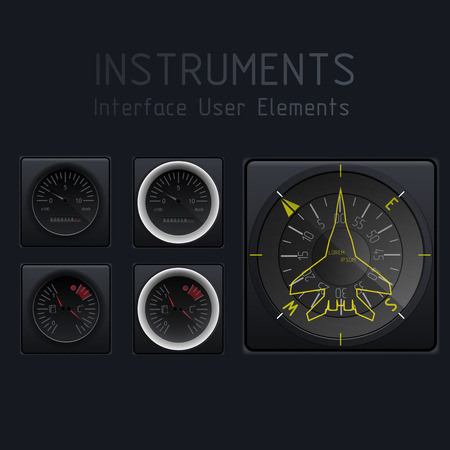 Abstract car speedometer, vintge car speedometer, speedometers on black background for transportation. Dark.のイラスト素材