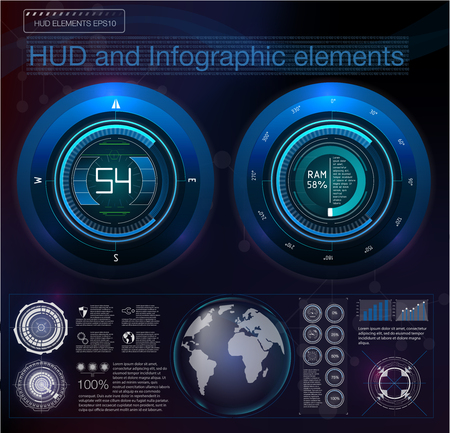 Abstract future hud futuristic blue virtual graphic. Head-up display.のイラスト素材