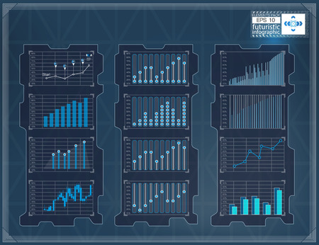 HUD background. Infographic elements graphic set. Digital data, business abstract background set. Infographic elements.のイラスト素材
