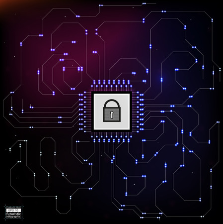 HUD style in network security vector illustration.のイラスト素材