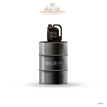 Metal barrels, plastic canister on white background, vector illustrationのイラスト素材