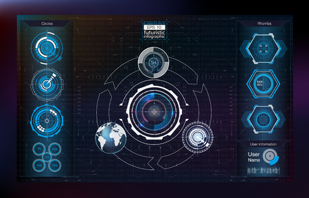 Abstract background with different elements of the hud.のイラスト素材