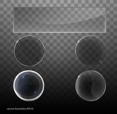 Set of transparent glass on sample background. Glass framework set. Grouped correctly. Vector illustration. eps10のイラスト素材