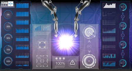 Set abstract HUD elements for UI UX design. Futuristic Sci-Fi user interface. 3D virtual manipulators. Vector. Eps10のイラスト素材